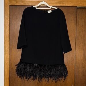 Kate Spade Black Feather Hem Dress